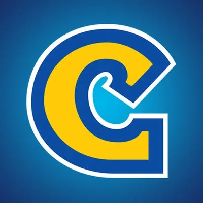 Logo de Capcom, una letra 'C' mayúscula, letra de color amarillo con fondo azul
